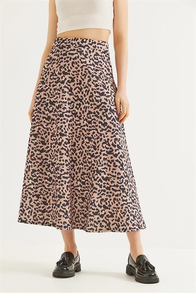 Leopar Desen Scuba Etek Kahve