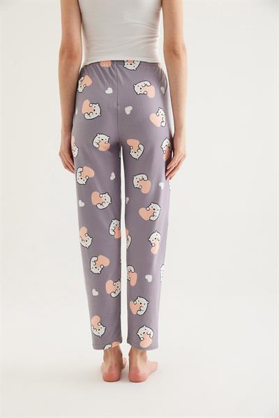 Beli Lastikli Kadın Pijama Altı Lila