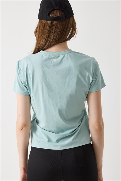 Kadın Fit Kalıp Nefes Alan Sporcu Tshirt Yeşil
