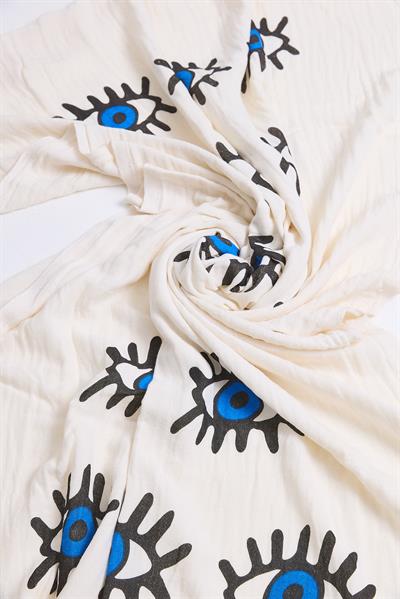 Müslin Pamuklu Plaj Havlusu Mavi