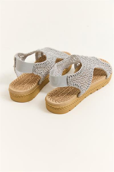 Örgü Model Kadın Sandalet Gri