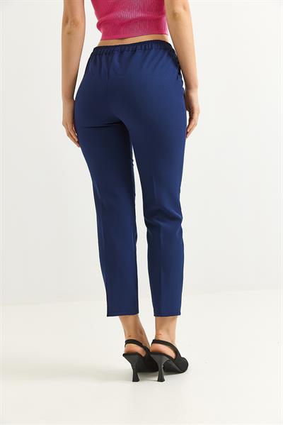 Beli Lastikli Kısa Paça Double Krep Pantolon Lacivert