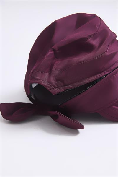 Üstü Çıkarılabilir Önden Siperli Kadın Şapka Mürdüm