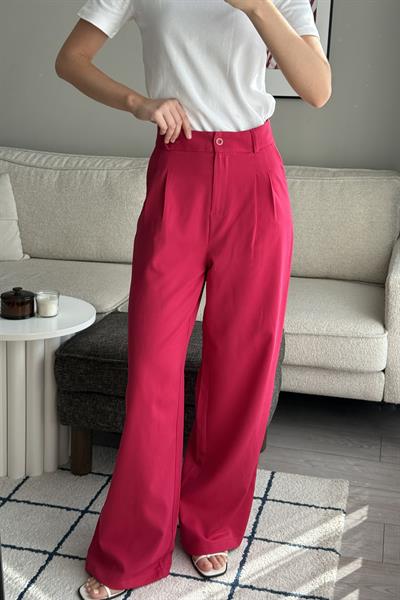 Yüksek Bel Bol Paça Pantalon Nar