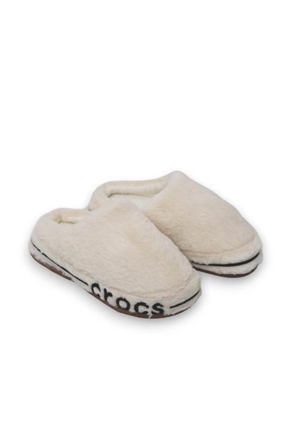 Kadın  İçi Yünlü Önü Kapalı Ekru Ev Terliği