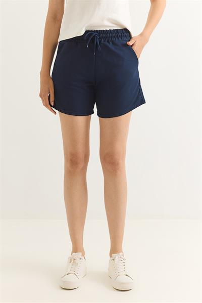 Beli Lastikli Fit Kadın Şort Lacivert