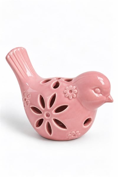 Dekoratif Seramik Kuş Biblo Pembe