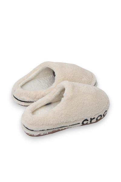 Kadın  İçi Yünlü Önü Kapalı Ekru Ev Terliği