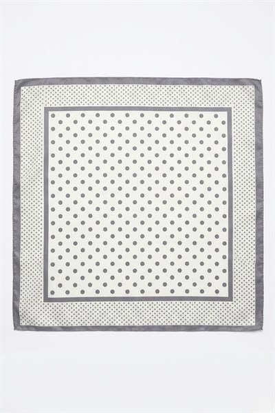 Puantiyee Desenli 45X45 Ölçülü Fular Gri