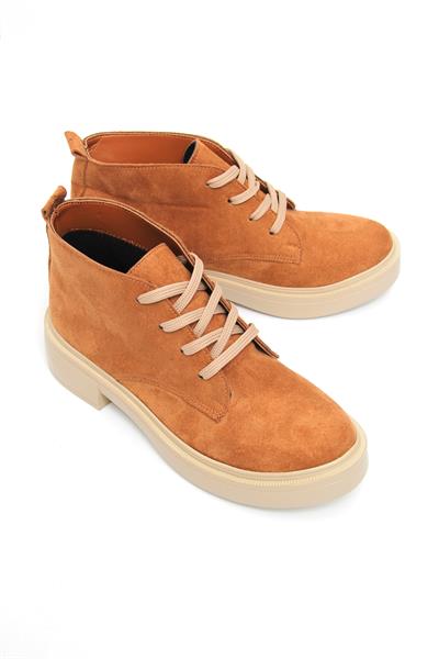 Bağcıklı Kadın Süet Bot Taba