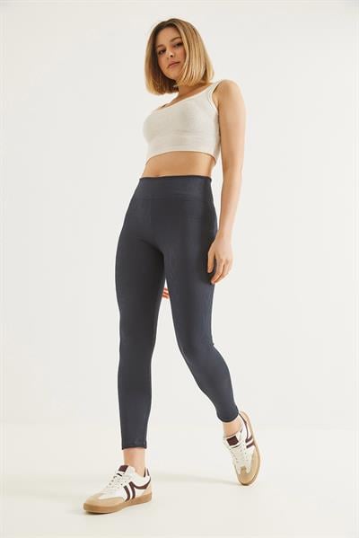 Yüksek Bel Fitilli Toparlayıcı Tayt Füme