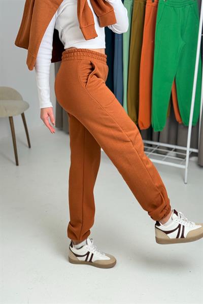 Üç İplik Şardonlu Kadın Eşofman Altı Camel