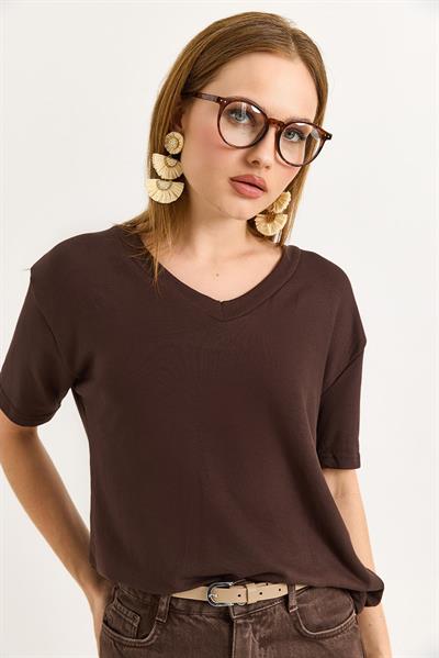 V Yaka Rahat Kalıp Bluz