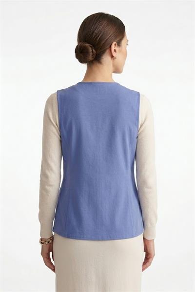 Kadın Çapraz Bağlamalı Kolsuz Yelek Mavi