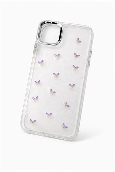 İphone 14 Uyumlu Şeffaf Kelebek Figürlü Kılıf