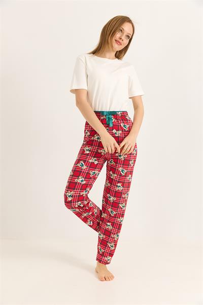 Beli Lastikli Pijama Ayıcık Desenli Pijama Altı