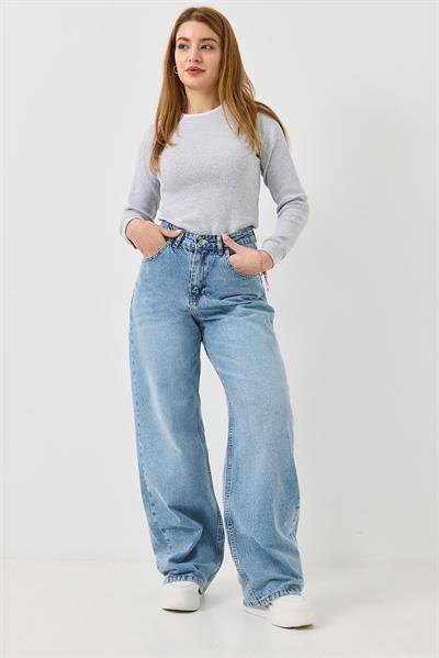 Kadın İspanyol Paça Bol Kesim Kot Pantolon