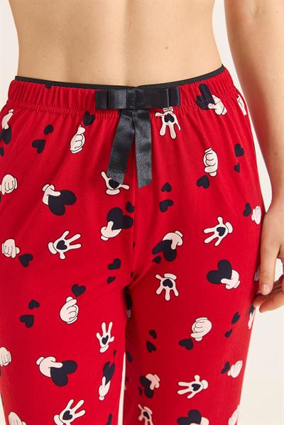 Beli Lastikli Kadın Pijama Altı Kırmızı