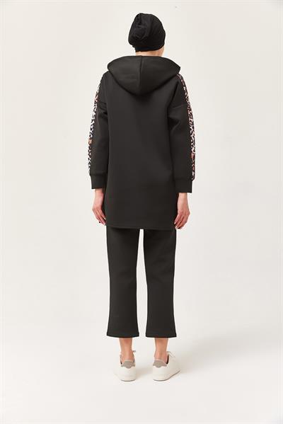 Leopar Garnili İkili Takım	Siyah