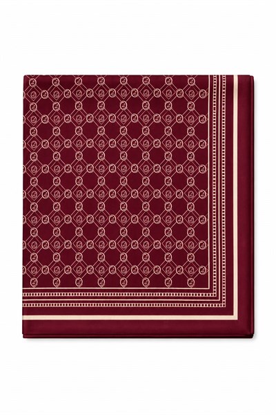 Kadın Monogram Desenli 180X70 Ölçülü Şal Bordo