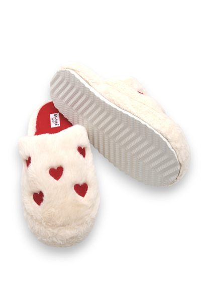 Kadın Sessiz Taban Kalp Motifli Ev Terliği