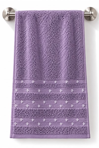 Dikiş Detaylı 85X45 Ölçülü El-Yüz Havlusu Mor