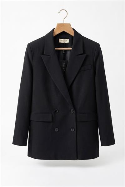 Kadın Kruvaze Yaka Blazer Ceket Siyah