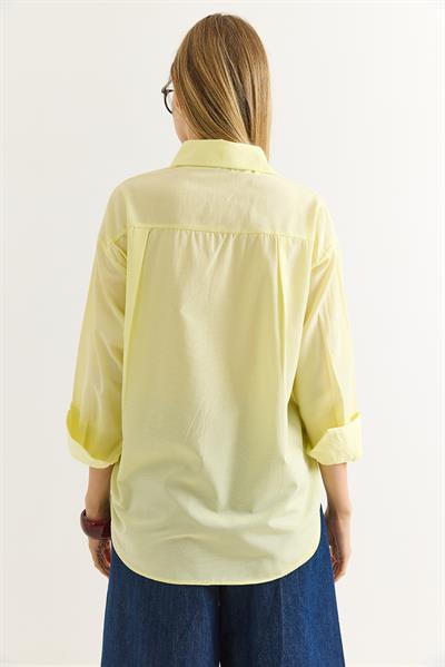 Oversize Basic Gömlek Sarı
