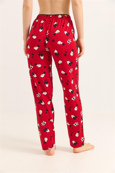 Beli Lastikli Kadın Pijama Altı Kırmızı