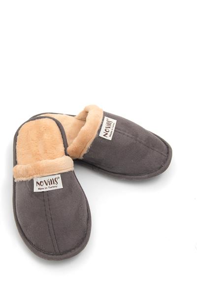 İçi Yünlü Önü Kapalı Ev Terliği Antrasit