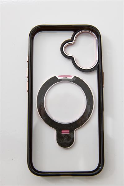 İphone 16 Uyumlu Magsafe Dönebilen Halkalı Kılıf Lens Korumalı Pembe