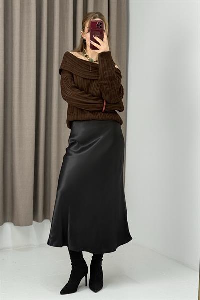 Beli Lastikli  Saten Etek Siyah