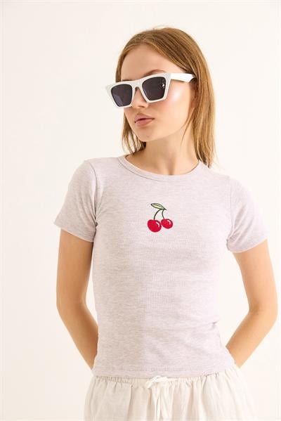 Bisiklet Yaka Kaşkorse Bluz Taş