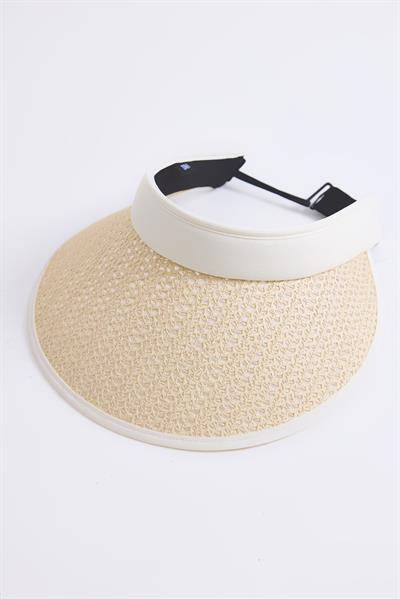 Kadın Hasır Vizör Şapka Bej