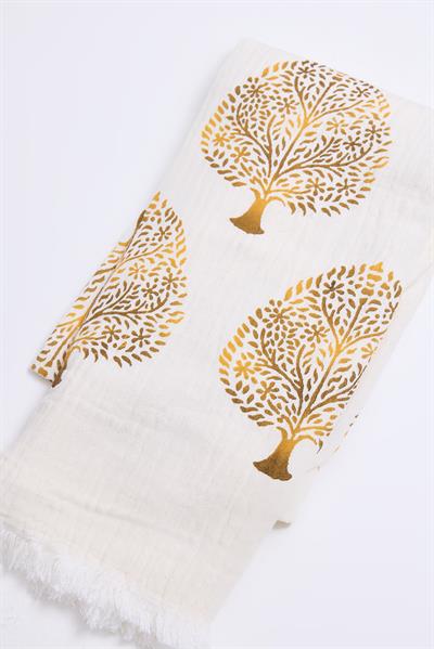 Müslin Pamuklu Plaj Havlusu Gold