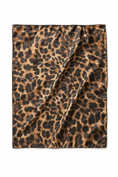 Şifon 45X45 Ölçülü Fular Leopar Desenli