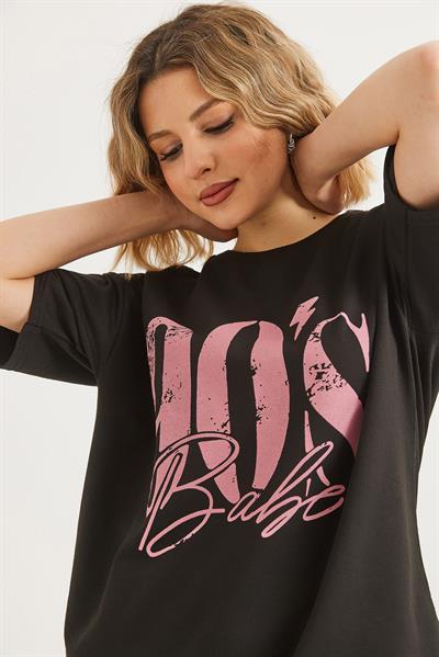 Bisiklet Yaka Kısa Kollu Tshirt Siyah