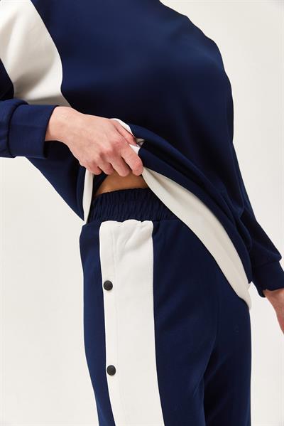 Metal Düğme Detay İkili Takım Lacivert