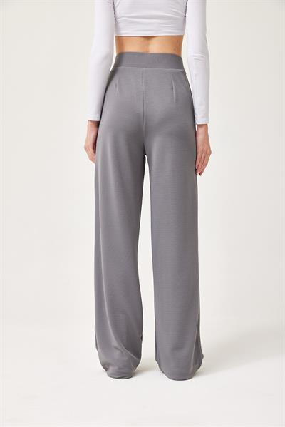 Beli Cırtlı Rahat Palazzo Pantolon Gri