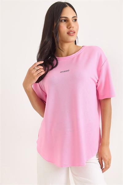 Bisiklet Yaka  Oysho Basic Tshirt Pembe