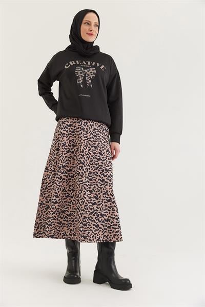 Leoparlı Etekli Scuba İkili Takım Siyah
