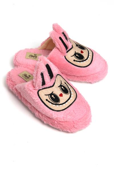 Figürlü Peluş Ev Terliği Pembe