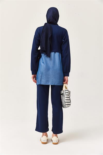Kot Garnili Bağlamalı İkili Takım Lacivert