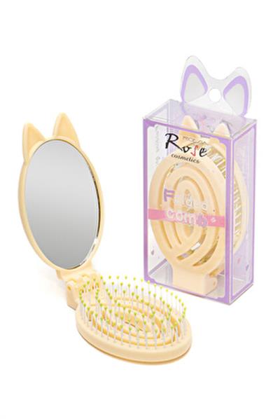 Rose Katlanabilir Aynalı Sarı Saç Tarağı   