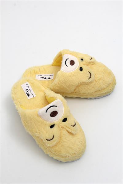 Peluş Model Önü Kapalı Ev Terliği Sarı