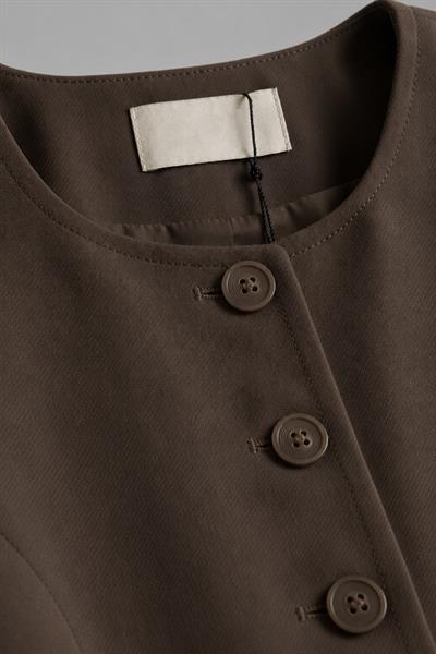 Kadın Tek Sıra Düğmeli Basic Blazer Ceket Kahverengi