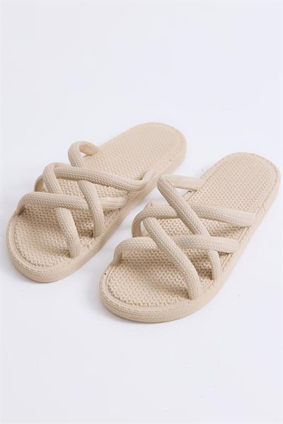 Yazlık Kaydırmaz Taban Ahtapot Terlik Bej