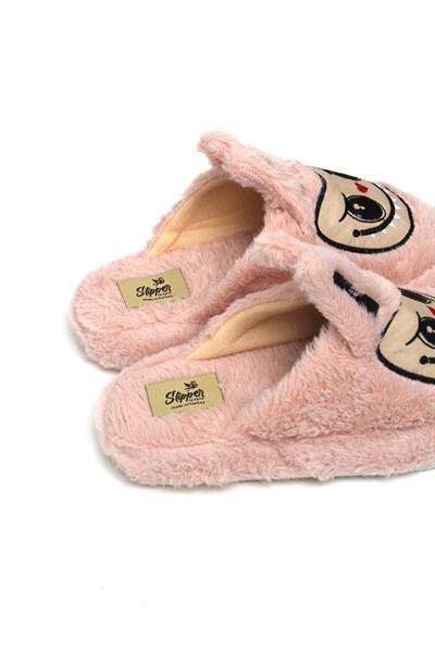 Figürlü Peluş Ev Terliği Açık Pembe