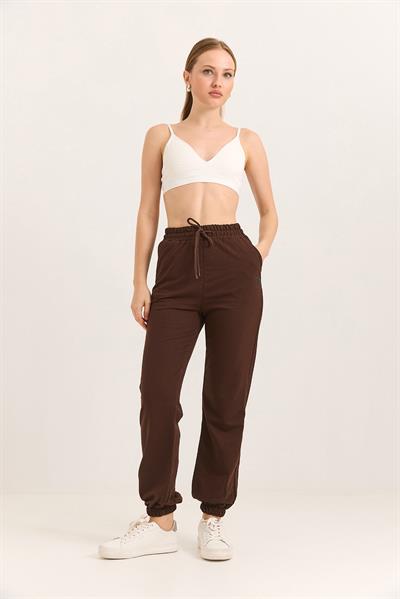 Alo Baskılı Cepli Beli Lastikli İki İp  Kahverengi
