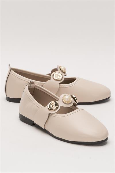 Tek Bant Aksesuarlı Kadın Babet Bej